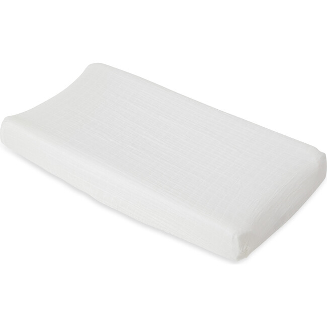 Cotton Muslin Changing Pad Cover, White