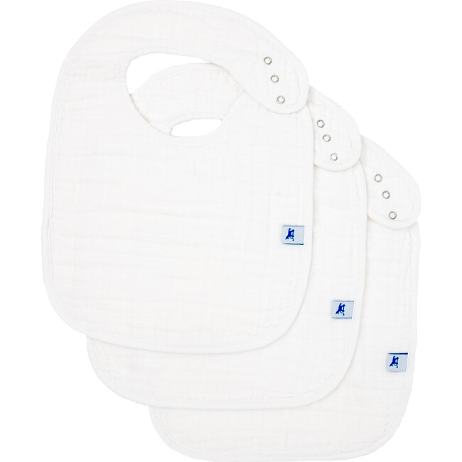 Cotton Muslin Classic Bib, White (Pack Of 3)