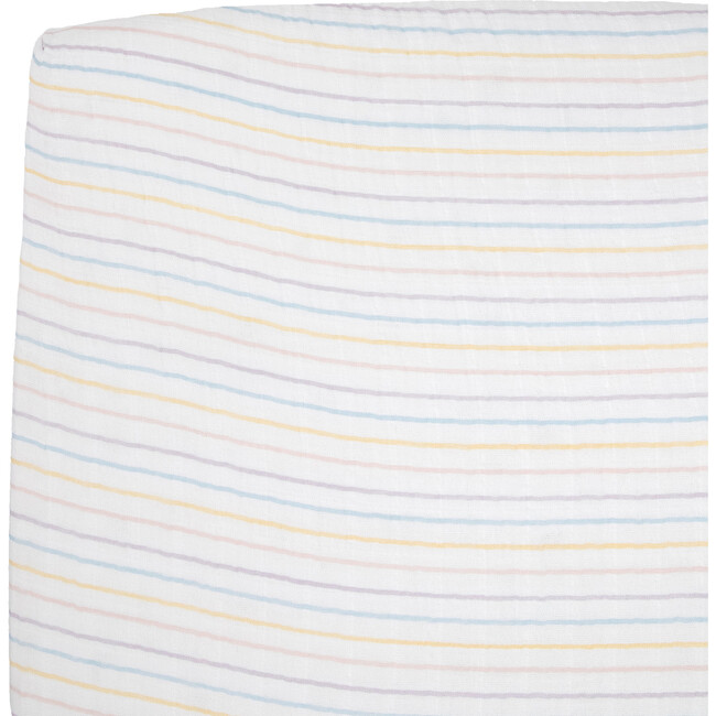Cotton Muslin Crib Sheet, Unicorn Stripe