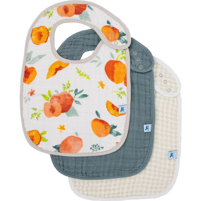 Cotton Muslin Classic Bib, Georgia Peach (Pack Of 3)