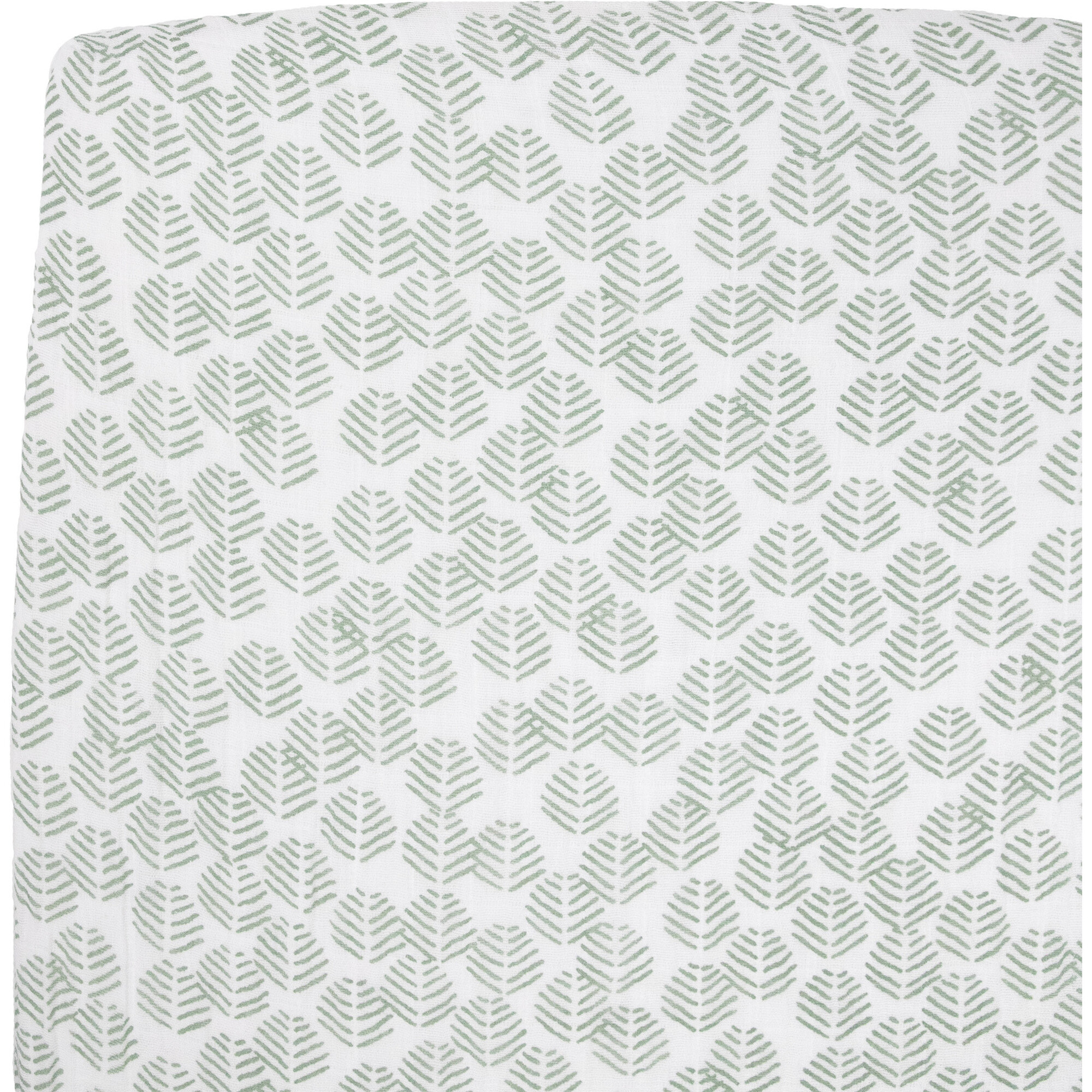Cotton Muslin Crib Sheet, Leaf Motif - Crib Sheets - 1