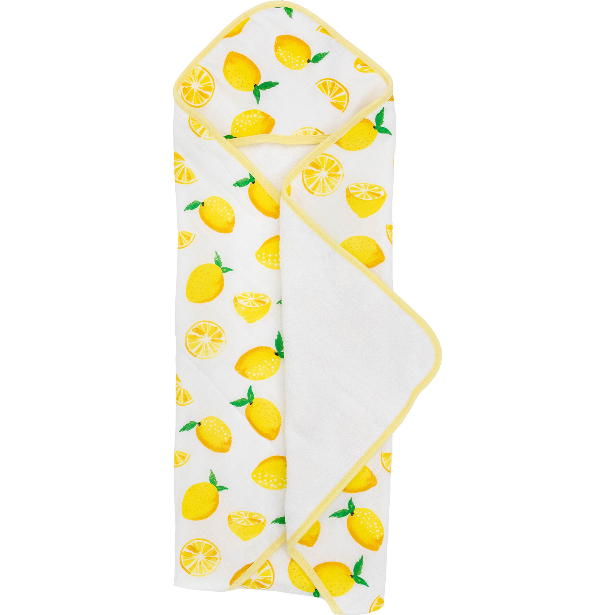 Cotton Muslin & Terry Hooded Infant Towel, Lemon - Towels - 1