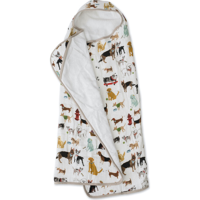 Cotton Muslin & Terry Hooded Toddler Towel, Woof