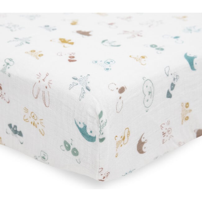 Cotton Muslin Crib Sheet, Animal Crowd - Crib Sheets - 2