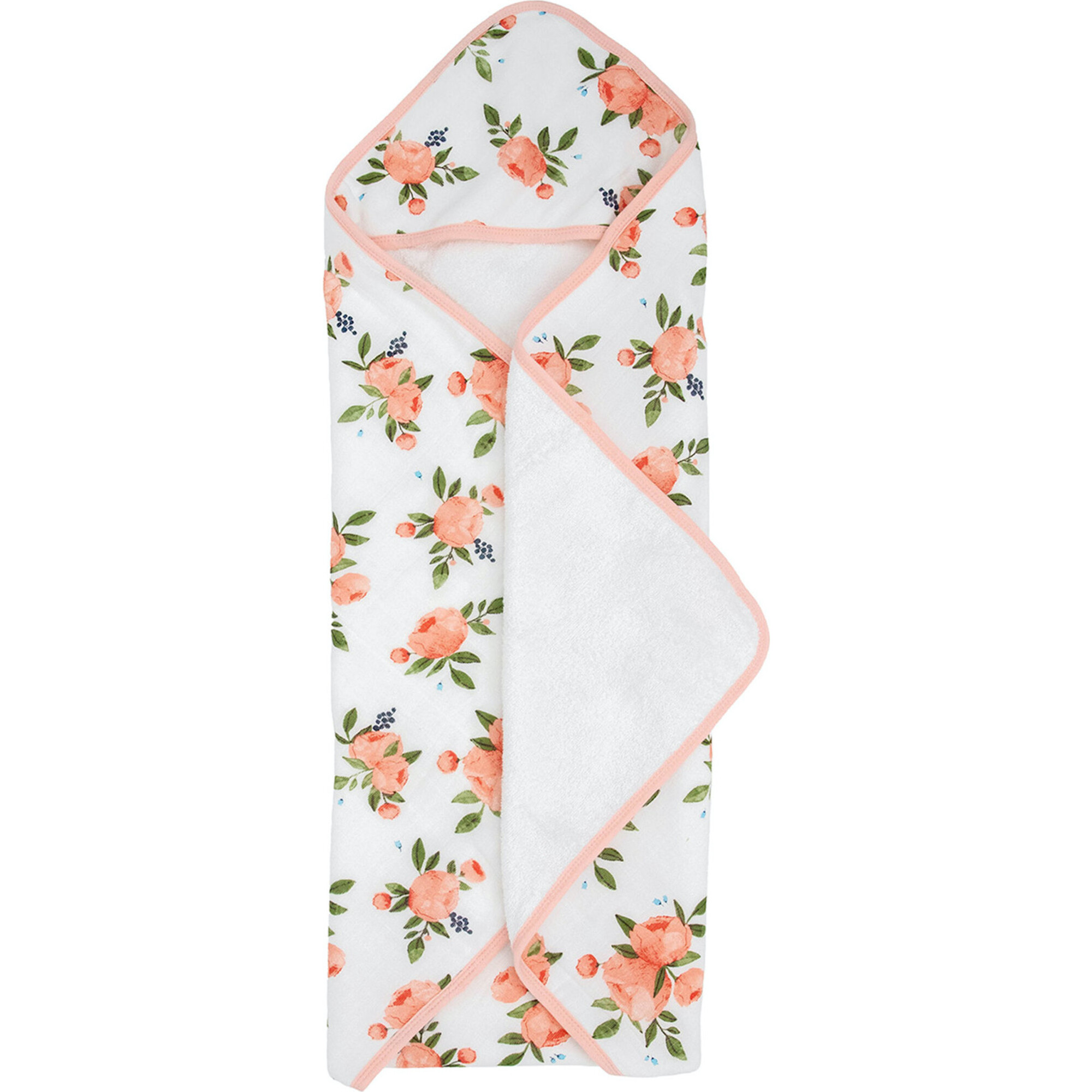 Cotton Muslin & Terry Hooded Infant Towel, Watercolor Roses - Towels - 1