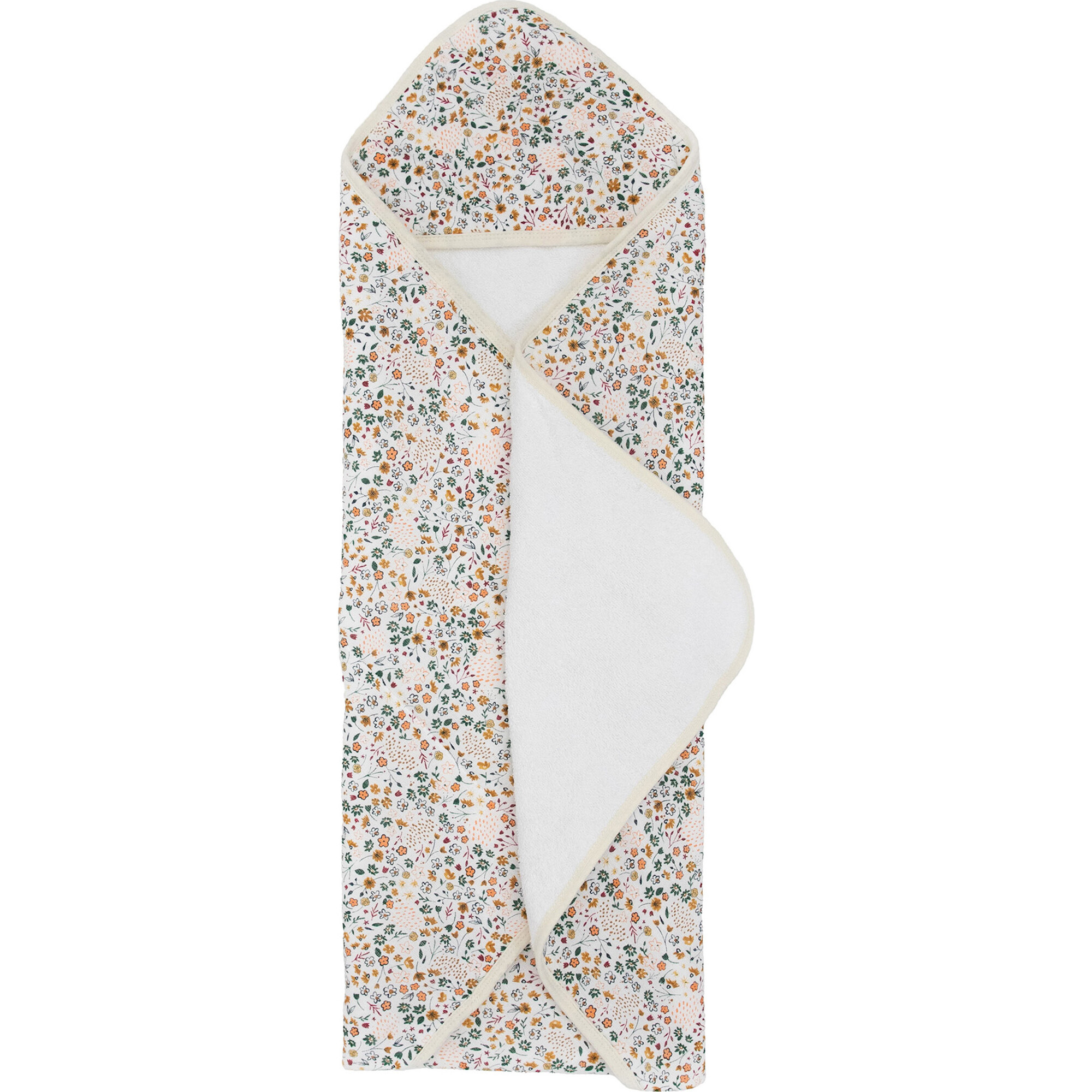 Cotton Muslin & Terry Hooded Infant Towel, Pressed Petals - Towels - 1