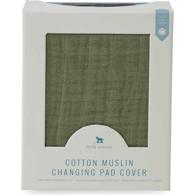 Cotton Muslin Changing Pad Cover, Fern - Changing Pads - 3