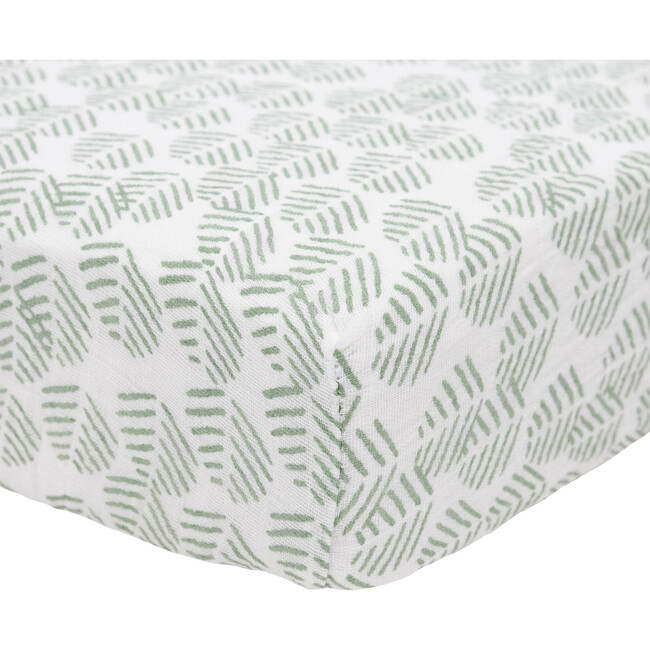 Cotton Muslin Crib Sheet, Leaf Motif - Crib Sheets - 2