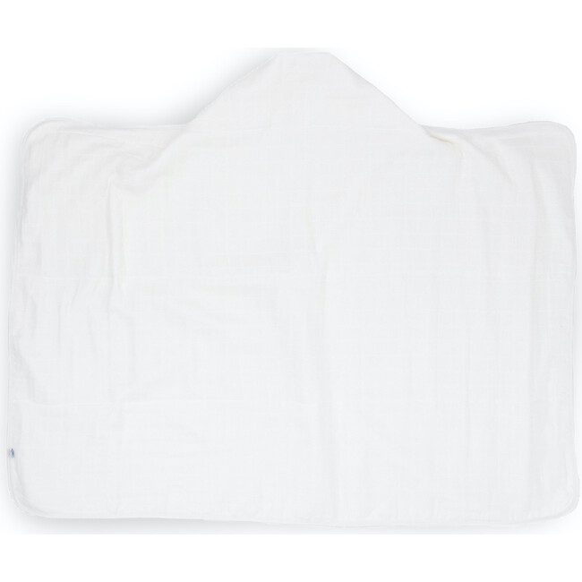 Cotton Muslin & Terry Hooded Toddler Towel, White - Towels - 2