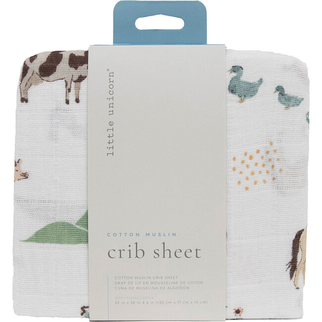 Cotton Muslin Crib Sheet, Farmyard - Crib Sheets - 3