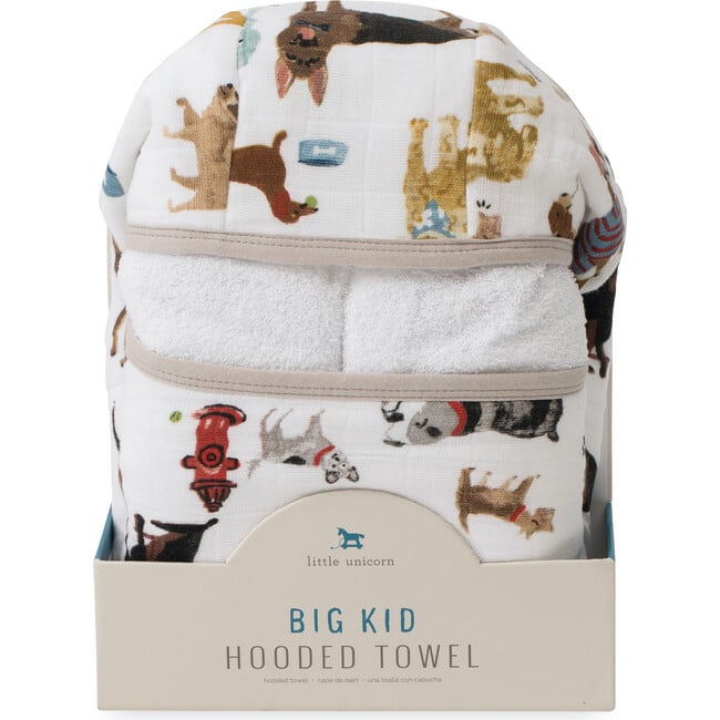 Cotton Muslin & Terry Hooded Toddler Towel, Woof - Towels - 2