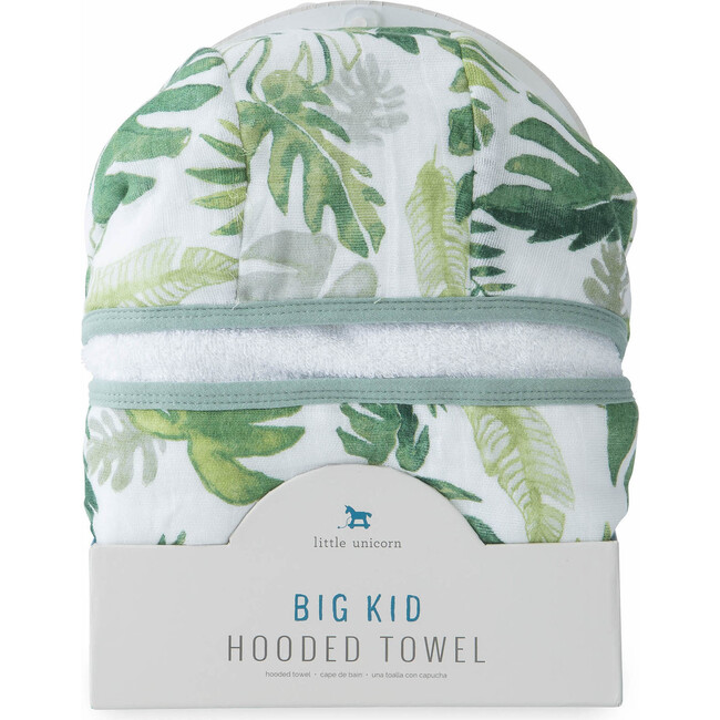 Cotton Muslin & Terry Hooded Toddler Towel, Tropical Leaf - Towels - 2