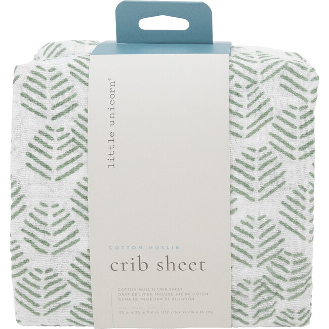 Cotton Muslin Crib Sheet, Leaf Motif - Crib Sheets - 3