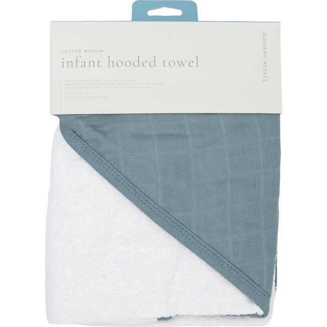 Cotton Muslin & Terry Hooded Infant Towel, Sea - Towels - 4