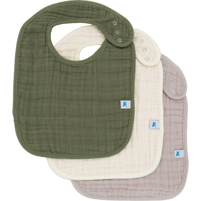 Cotton Muslin Classic Bib, Fern 2 (Pack Of 3)