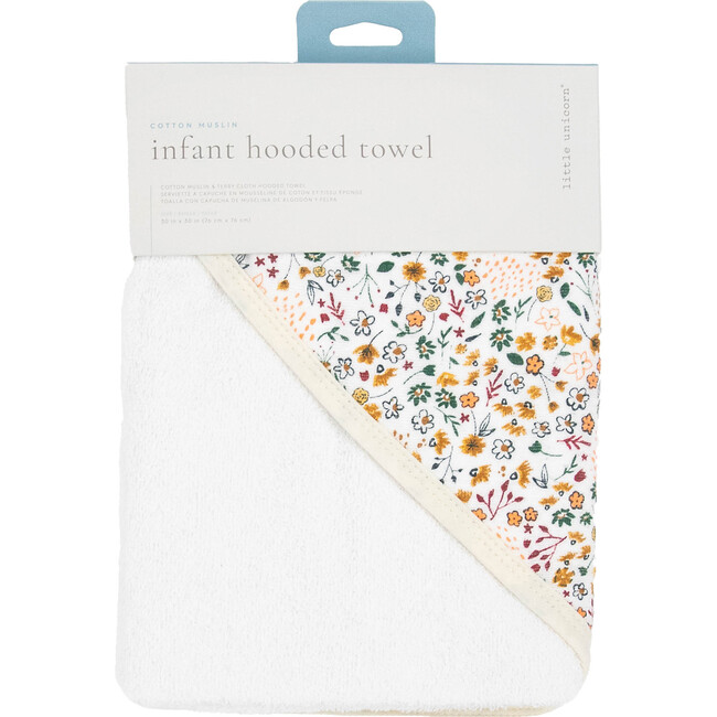 Cotton Muslin & Terry Hooded Infant Towel, Pressed Petals - Towels - 5