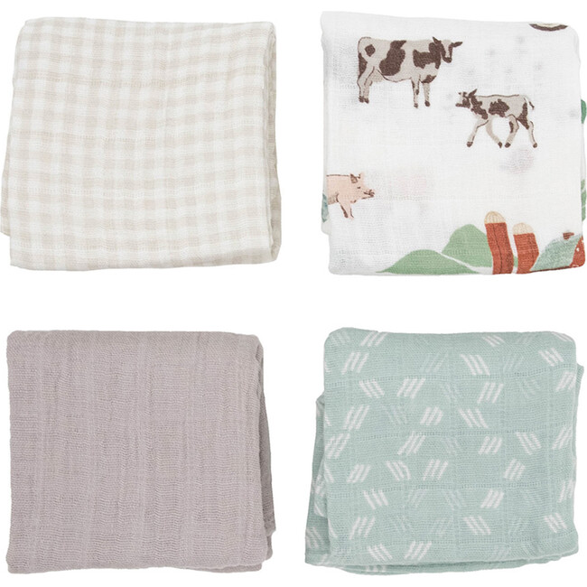 Cotton Muslin Squares, Farmyard (Pack Of 4) - Swaddles - 2