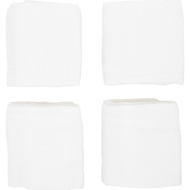 Cotton Muslin Squares, White (Pack Of 4)