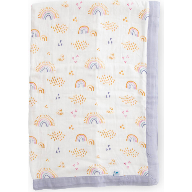 Deluxe Muslin Baby Quilt, Rainbows and Raindrops