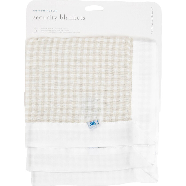 Cotton Muslin Security Blanket, Tan Gingham (Pack Of 3) - Swaddles - 5