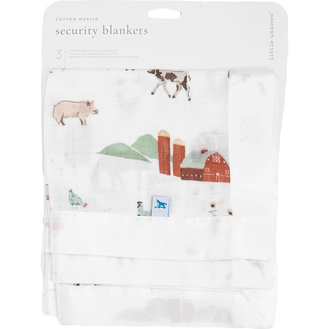 Cotton Muslin Security Blanket, Farmyard (Pack Of 3) - Swaddles - 5