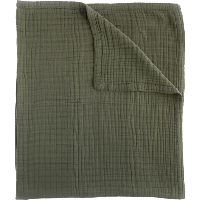 Cotton Muslin Quilted Throw, Fern