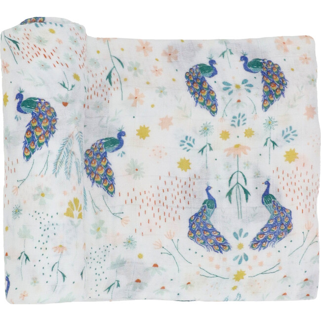 Deluxe Muslin Swaddle Blanket, Peacock