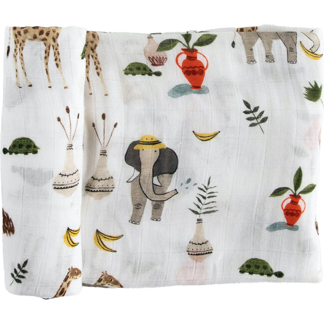 Deluxe Muslin Swaddle Blanket, Safari Social