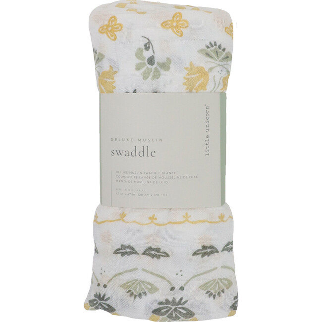 Deluxe Muslin Swaddle Blanket, Heirloom Floral - Swaddles - 5