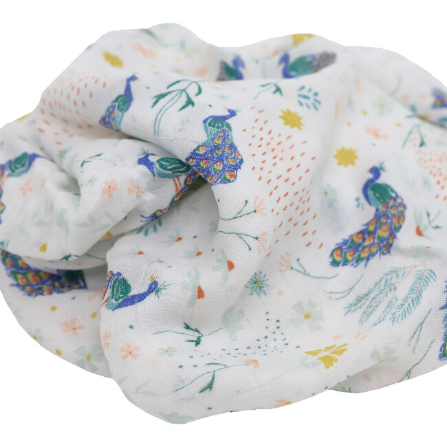 Deluxe Muslin Swaddle Blanket, Peacock - Swaddles - 4