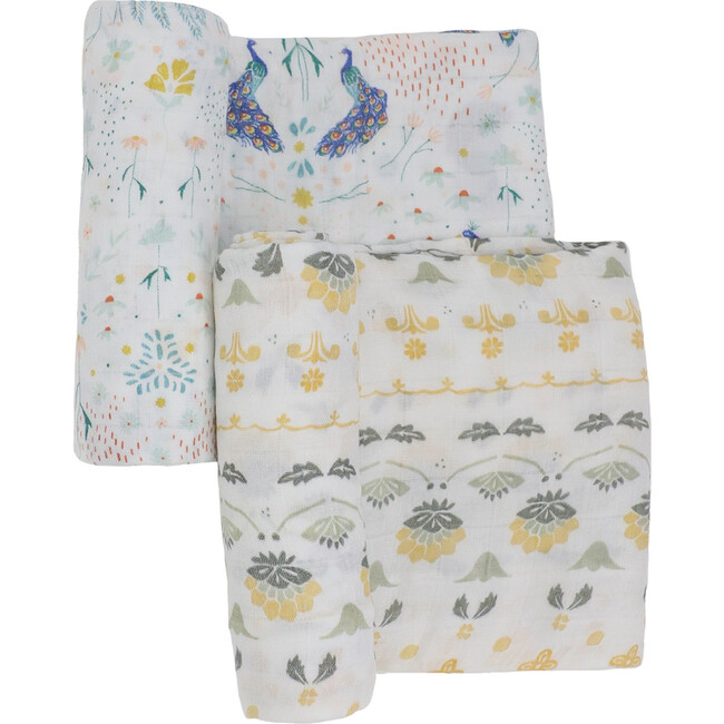 Deluxe Muslin Swaddle Blanket, Peacock (Pack Of 2)