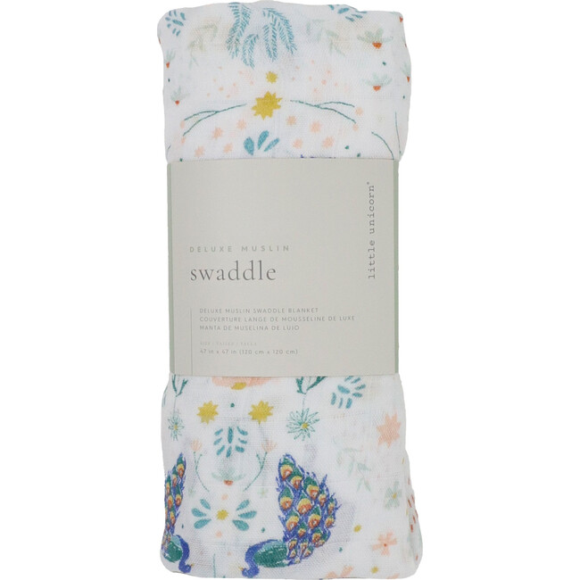 Deluxe Muslin Swaddle Blanket, Peacock - Swaddles - 5