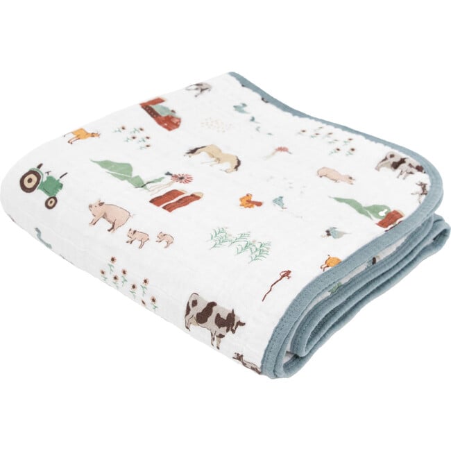 Original Cotton Muslin Quilt, Farmyard