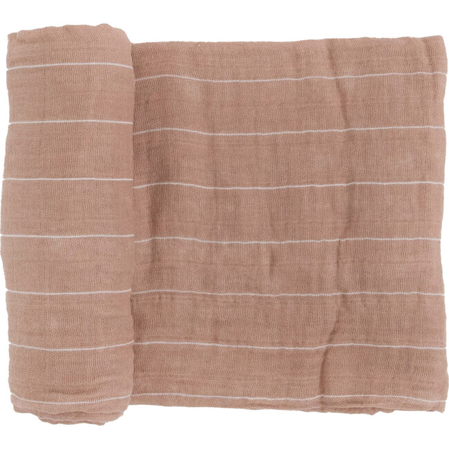 Cotton Muslin Swaddle Blanket, Mauve Stripe