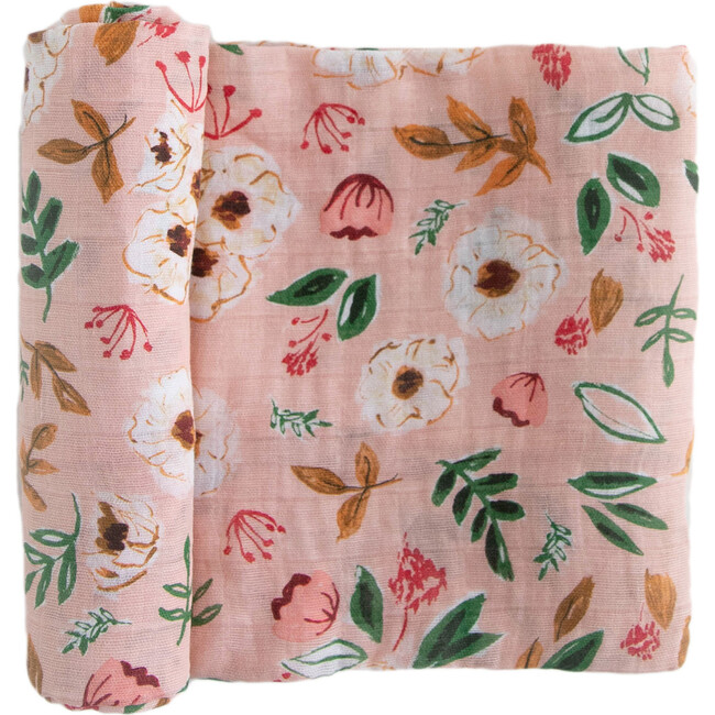 Cotton Muslin Swaddle Blanket, Vintage Floral