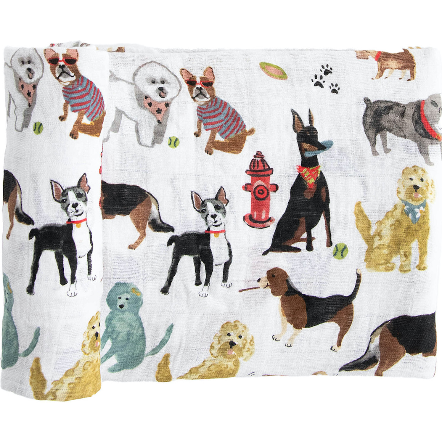 Cotton Muslin Swaddle Blanket, Woof - Swaddles - 1