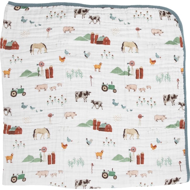 Original Cotton Muslin Quilt, Farmyard - Swaddles - 2