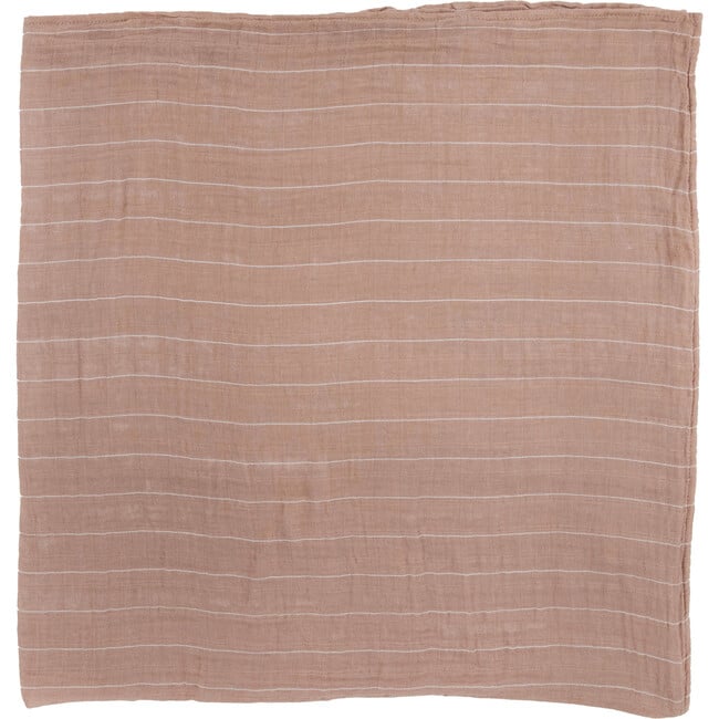 Cotton Muslin Swaddle Blanket, Mauve Stripe - Swaddles - 3