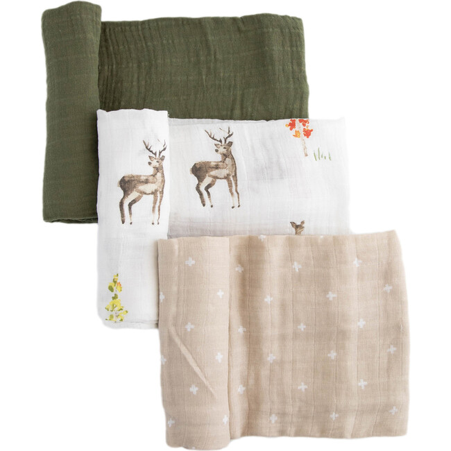 Cotton Muslin Swaddle Blanket, Oh Deer 2 (Pack Of 3)