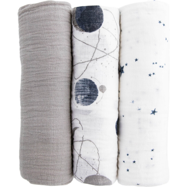 Cotton Muslin Swaddle Blanket, Planetary 2 (Pack Of 3) - Swaddles - 2