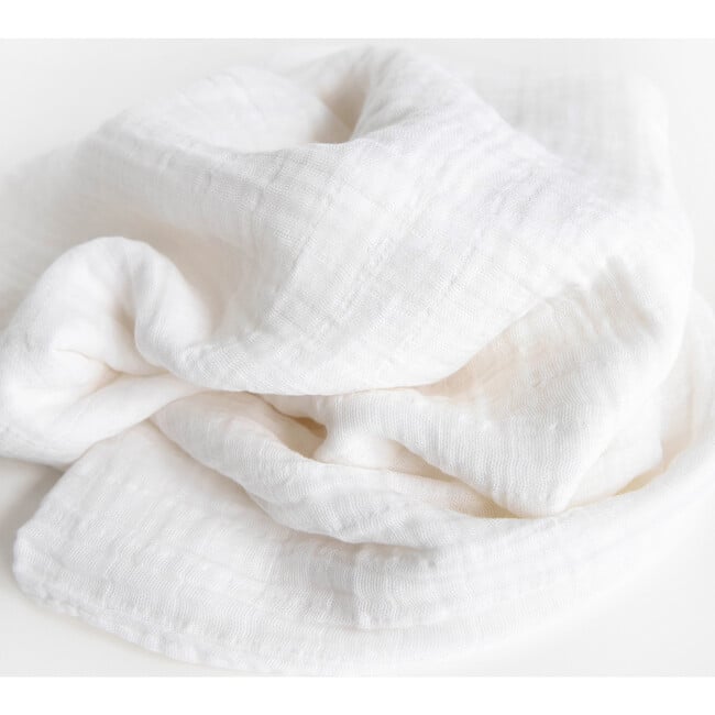 Cotton Muslin Swaddle Blanket, White - Swaddles - 3