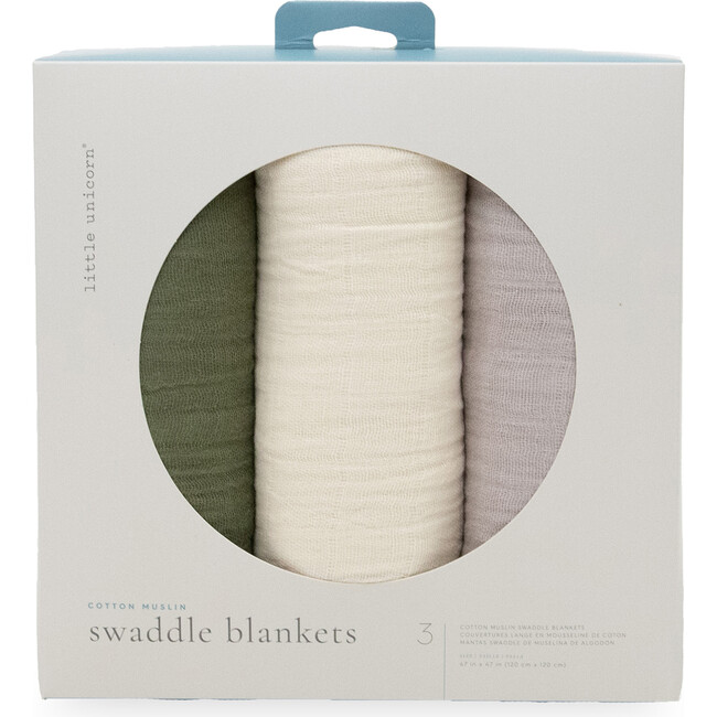 Cotton Muslin Swaddle Blanket, Fern 2 (Pack Of 3) - Swaddles - 4