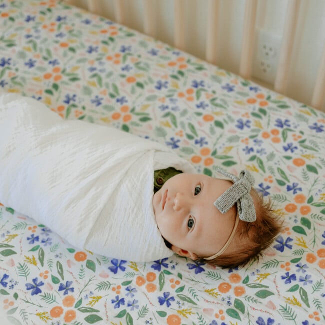 Cotton Muslin Swaddle Blanket, White - Swaddles - 4