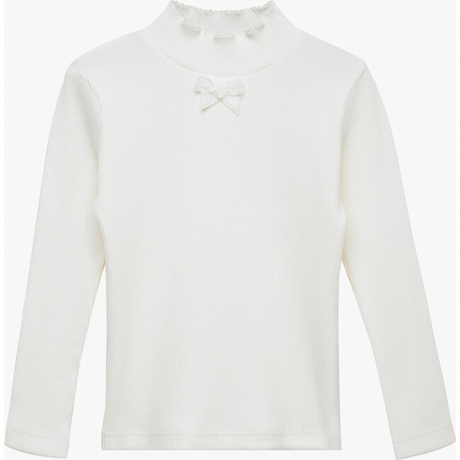 Grace Bow Jersey Top, White