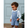 Little Alfie Lion Bib Shorts, Navy Herringbone - Rompers - 2