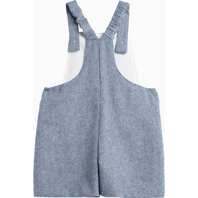 Little Alfie Lion Bib Shorts, Navy Herringbone - Rompers - 3