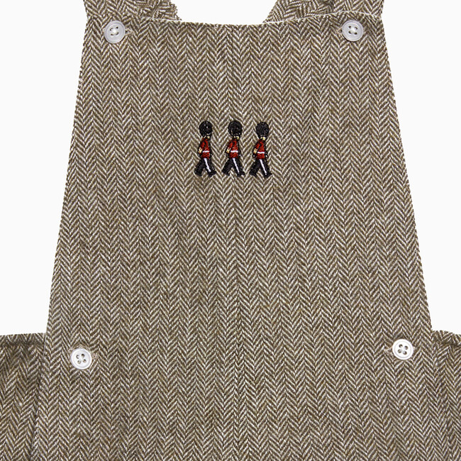 Little Alfie Guardsman Bib Shorts, Brown Herringbone - Rompers - 3