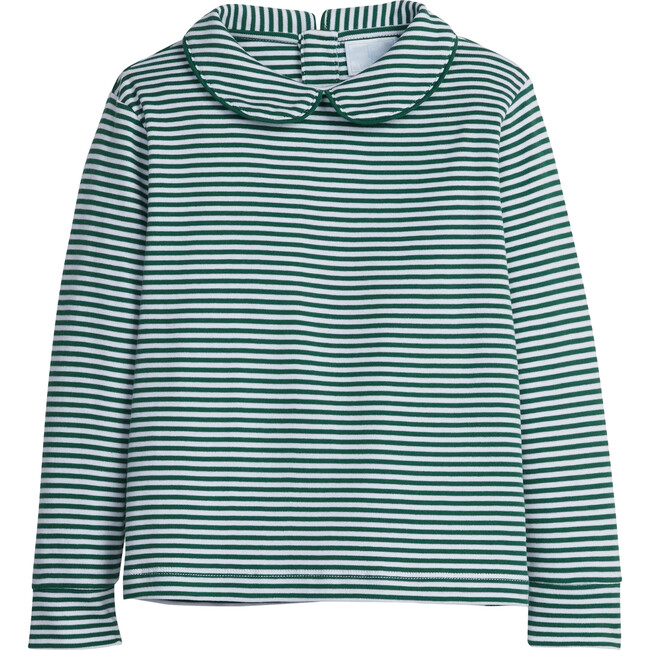 Striped Peter Pan Shirt, Hunter Green