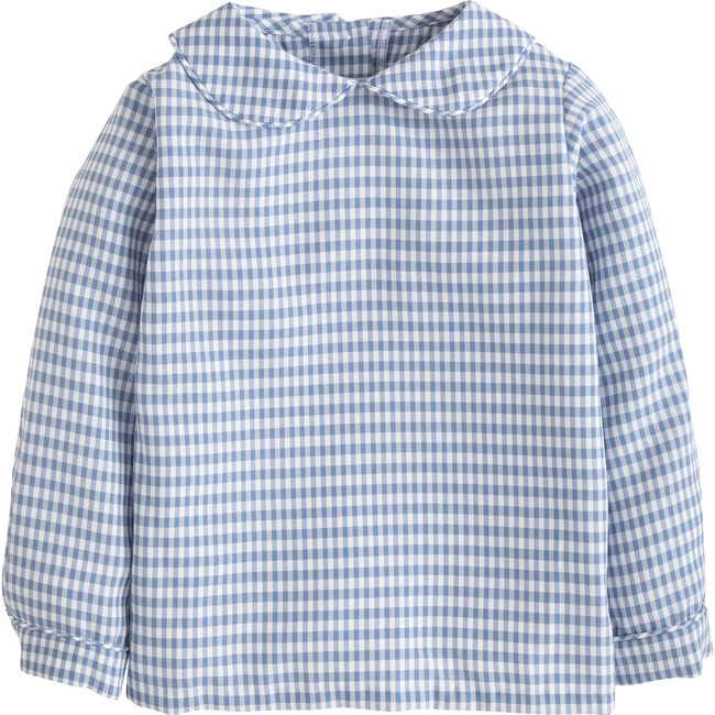 Peter Pan Shirt, Gray Blue Gingham