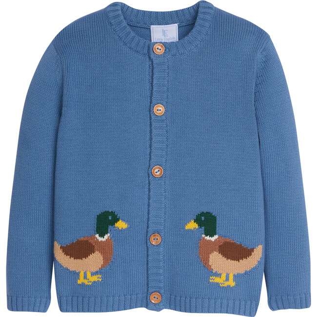 Intarsia Cardigan, Mallard - Cardigans - 1